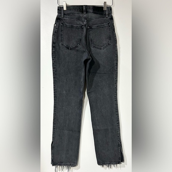 A&F Curve Love 90s Ultra High Rise Straight Jeans Split Hem Dark Grey 26/2 S - Picture 9 of 11